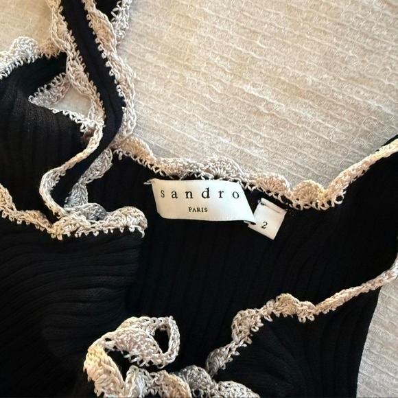 Sandro Black Camisole with Lace Trim - Picture 3 of 3